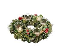 Smart Garden BaublePine Ring Quartet Candle Holder - Green Pinecone & Bauble Christmas Advent Candle Centrepiece