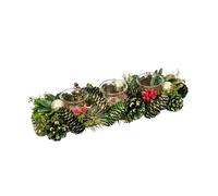 Smart Garden BaublePine Trio Candle Holder - Green Pinecone & Bauble Christmas Centrepiece