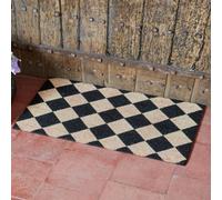 Smart Garden Black Checked Traditional Patterned Doormat Coir Pvc Back