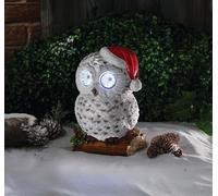 Smart Garden Blinkin’ Eyes Snowy Owl Garden Ornament - 25cm Christmas Decoration with Flashing Light-Up Eyes - Battery Operated Outdoor or Indoor