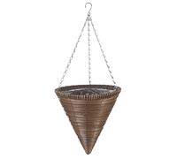 Smart Garden Chestnut Brown Faux Rattan Hanging Cone Planter 36cm