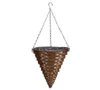 Smart Garden Faux Rattan Brown Cone Plastic Hanging Basket, 34Cm