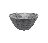 Smart Garden Faux Rattan Weaved Grey Semi-Circle Plastic Hanging Basket, 40Cm