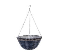 Smart Garden Faux Willow Weaved Grey Semi-Circle Plastic Hanging Basket, 35Cm