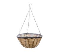 Smart Garden Faux Willow Weaved Natural Semi-Circle Plastic Hanging Basket, 35Cm