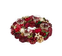 Smart Garden Festive Fir Ring Quartet Candle Holder - Traditional Pinecone & Berry Christmas Centrepiece
