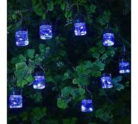 Pearlescent Iridescent Firefly Opal Jar String Lights Solar LED Garden 1060004