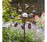 Gemini Wind Spinner Solar LED Crackle Colour Change Globe Bronze Stake 5030040