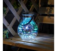 Altuna Solar Garden Firefly LED Pearlescent Iridescent Opal Glass Lantern