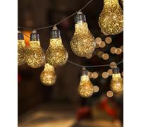 Smart Garden GlitterBulb String Lights Gold - Set of 10 Warm White LED Battery-Operated Bulbs - Indoor Christmas String Lights 2.7 m