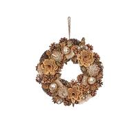 Smart Garden Gold Festive Circle Christmas Wreath - Floral, Bauble and Pinecones - 36cm - Indoor and Outdoor Use - Christmas Decoration, Perfect for Front Doors and Home