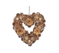 Smart Garden Gold Festive Heart Christmas Wreath - Floral, Bauble and Pinecones - 35cm - Indoor and Outdoor Use - Christmas Decoration, Perfect for Front Doors and Home