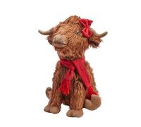 Smart Garden Hairy Hattie Highland Cow Plush Christmas Decoration - 40cm Large Festive Soft Toy with Red Scarf