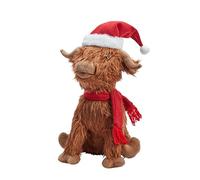 Smart Garden Hairy Hector Highland Cow - 33cm Plush Christmas Decoration - Soft Festive Highland Cow with Red Scarf
