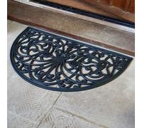 Smart Garden Half Moon Rubber Victorian Cast Iron Style Door Mat Black Doormat