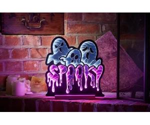 Smart Garden Halloween Infinity Effect 3D Purple Spooky Ghost LED Light - 30cm - Halloween Decoration Ghost Themed Décor Prop Scary - Perfect for Halloween Parties, Home, Living Room