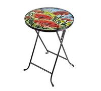 Smart Garden Hand Painted Glass Top Poppy Design Table Black