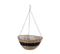Smart Garden Kent Faux Rattan Weaved Brown Semi-Circle Plastic Hanging Basket, 35Cm