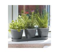 Smart Garden Kitchen Balcony/Windowsill Herb Flower Pots & Tray - Slate Grey