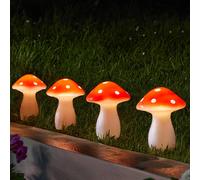 SMART GARDEN LED solar ground spike Fairy Mushroom, set of 4, red/white, IP44