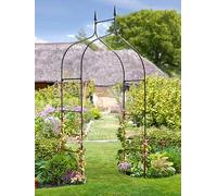 Smart Garden Minster Gothic Metal Black Garden Arch Pergola Grey Plant Support