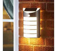 Smart Garden Motion Sensor Pir Security Silver Chrome Wall Welcome Solar Light