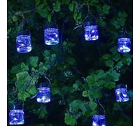 Pearlescent Iridescent Firefly Opal Jar String Lights Solar LED Garden 1060004