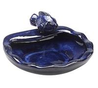 Smart Solar Powered Ceramic Fish Water Fountain Garden Feature Blue