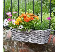 Smart Garden Bari Faux Rattan Planter, 19in - Soft Grey