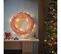 Smart Garden Red & Gold Braid LED Christmas Wreath - 40cm Battery Powered - Warm White Light with Auto Timer