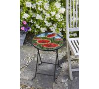 Smart Garden Red Poppy Flower Glass Garden Side Table Folding Indoor Outdoor