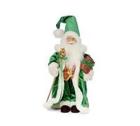 Smart Garden Regal Santa - 45cm Emerald Green Father Christmas Standing Decoration - Velvet Coat with Faux Fur Trim