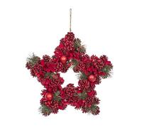 Smart Garden Ruby Pine Star Christmas Wreath - Floral, Bauble and Pinecones - Red - 35cm - Indoor and Outdoor Use - Christmas Decoration, Perfect for Front Doors and Home