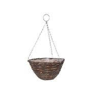 Smart Garden Rustic Willow Weaved Brown Semi-Circle Rattan Hanging Basket, 40Cm