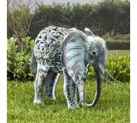 Solar Powered Metal Elephant Silhouette LED Light Decorative Garden Figure Decor