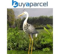 Solar Power Heron Garden Ornament LED Exotic Bird Statue Copper Effect Light