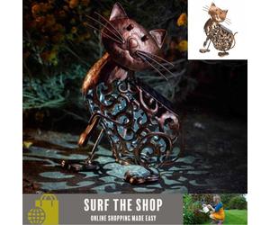 Smart Garden Solar Light Silhouette Cat Decorative Metal Garden Statue [EEK: A+++]