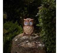 Smart Garden Solar Owl Ornament With Blinking LED Eyes Outdoor Polyresin Animal