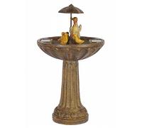 Smart Garden Solar Powered Duck Family Umbrella Garden Bird Bath Fountain Bronze