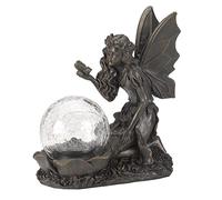 Smart Garden Solar Powered Gazing Fairy Resin Bronze Style Crackle Globe LED Statue 19cm