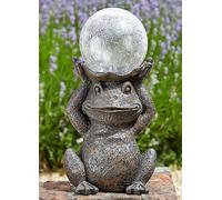 Smart Garden Solar Powered Gazing Frog Figurine with Colour Change & White LED Lights White