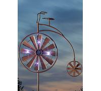 Smart Garden Solar Powered LED Penny Farthing Windspinner Bronze