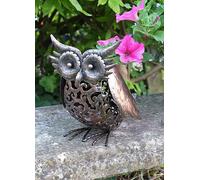Smart Garden Solar Powered Metal Filigree Owl Light White