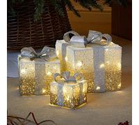 Smart Garden Sparkly Faux Gift Boxes - Gold Light Up Christmas Decorations (2532016)