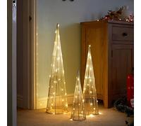 Smart Garden Sparkly TreeBelisks - Gold Light Up Cone Christmas Tree Set Of 3 (2532019)