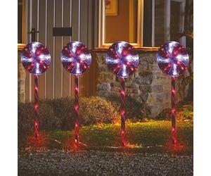 Smart Garden Three Kings 4 Large Candyswirl Christmas Path Stake Lights (2501025)