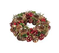 Smart Garden Three Kings Ring Quartet Candle Holder - Pinecones and Berries - 33cm - Christmas Candle Holder - Christmas Table Décor Festive Xmas Decoration