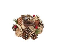 Smart Garden Winter Spice Candle Holder - Natural Pinecones, Foliage and Berries - 15cm - Christmas Candle Holder - Christmas Table Décor Festive Xmas Decoration