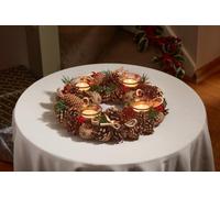 Smart Garden Winter Spice Candle Holder - Natural Pinecones, Foliage and Berries - 33cm - Christmas Candle Holder - Christmas Table Décor Festive Xmas Decoration