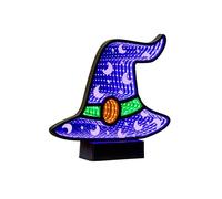 Smart Garden WitchFinity Halloween Infinity Light - 25cm Double-Sided LED Witch Hat Decoration with Multicolour Lights and Stand - Battery or USB Powered Indoor Feature